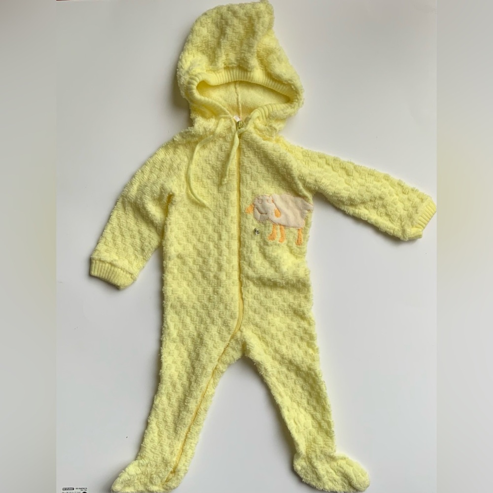 Signature Soft Yellow Hooded Baby One-Piece Footie